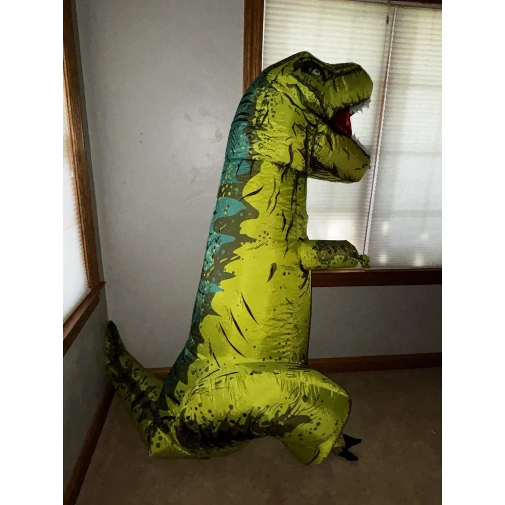 Child Inflatable Trex Dinosaur Costume Kids Boys Jurassic Blow Up Green T-Rex